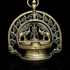 Brass Handcrafted Hanging Gaj-Laxmi Oil Lamp