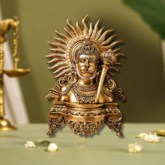 Brass Hanuman Bust Idol with Gada
