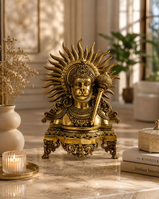 Brass Hanuman Bust Idol with Gada