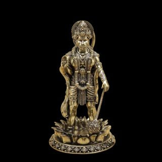 Brass Hanuman Standing On lotus Base