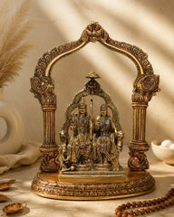 Brass Idol of Ram Sita Sitting On Singhasan