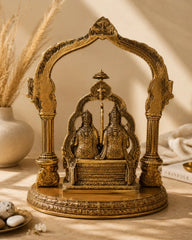 Brass Idol of Ram Sita Sitting On Singhasan