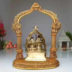 Brass Idol of Ram Sita Sitting On Singhasan