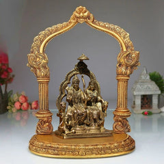 Brass Idol of Ram Sita Sitting On Singhasan