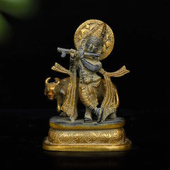 Brass Krishna Handcrafted Idol
