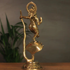 Brass Krishna Idol on Serpent