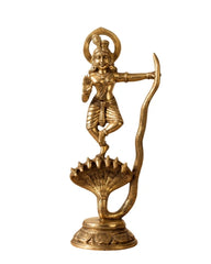 Brass Krishna Idol on Serpent