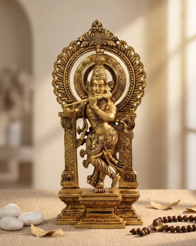 Brass Krishna In Prabhawali Superfine