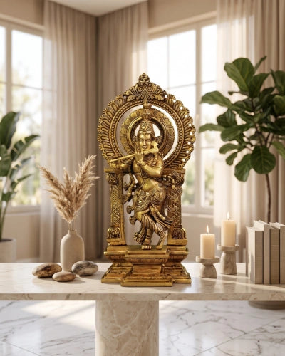 Brass Krishna In Prabhawali Superfine