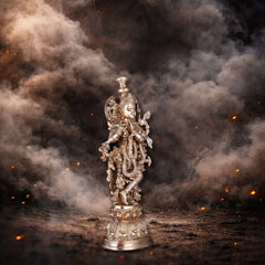 Brass Krishna Statue with Sharp Features – Elegant Divine Sculpture