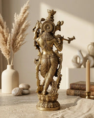 Brass Krishna with a flute