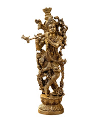 Brass Krishna with a flute