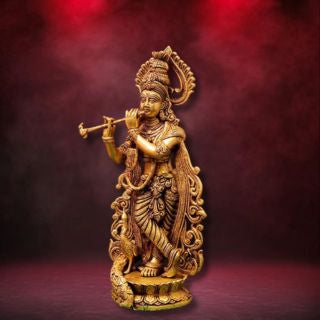 Brass Krishna with a flute