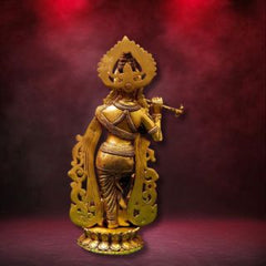 Brass Krishna with a flute