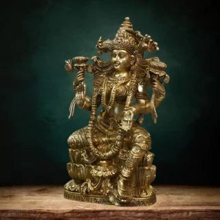 Brass-Laxmi-Seated-On-Lotus-Exceptional-Fine-Carving-2