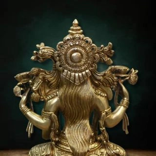 Brass-Laxmi-Seated-On-Lotus-Exceptional-Fine-Carving-4