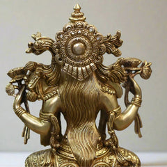 Brass Laxmi Seated On Lotus -Exceptional Fine Carving