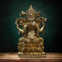 Brass-Laxmi-Seated-On-Lotus-Exceptional-Fine-Carving-5