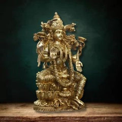 Brass-Laxmi-Seated-On-Lotus-Exceptional-Fine-Carving-6