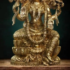 Brass-Laxmi-Seated-On-Lotus-Exceptional-Fine-Carving-8