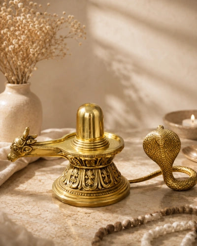 Brass Lingam With Nagam Idol