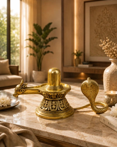 Brass Lingam With Nagam Idol