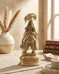 Brass Lord Ganesha Idol with Umbrella Statue