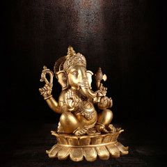 Brass Lord Ganesha Statue on Lotus Base