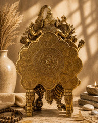 Brass Lord Ganesha Statue on Singhasan Throne with Shiva