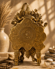 Brass Lord Ganesha Statue on Singhasan Throne with Shiva