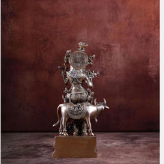 Brass Lord Krishna with Cow Idol