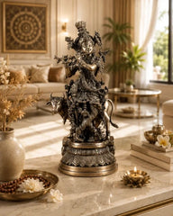 Brass Lord Krishna with Cow Idol