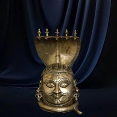 Brass Mukhalingam Statue - Lord Shiva with Cobra Hood