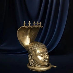 Brass Mukhalingam Statue - Lord Shiva with Cobra Hood