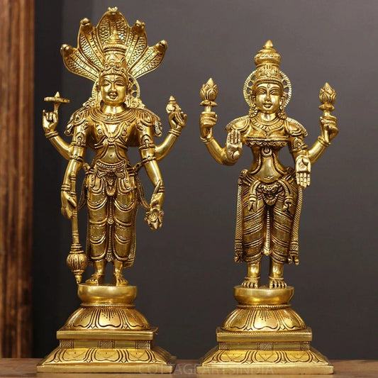Brass Narayana /Vishnu Laxmi Standing Sculpture
