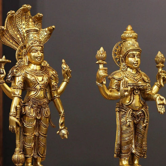 Brass Narayana /Vishnu Laxmi Standing Sculpture