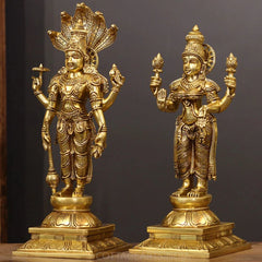 Brass Narayana /Vishnu Laxmi Standing Sculpture