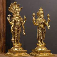 Brass Narayana /Vishnu Laxmi Standing Sculpture