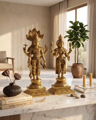 Brass Narayana Vishnu Laxmi Standing Sculpture