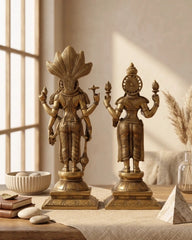 Brass Narayana Vishnu Laxmi Standing Sculpture