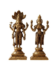 Brass Narayana Vishnu Laxmi Standing Sculpture