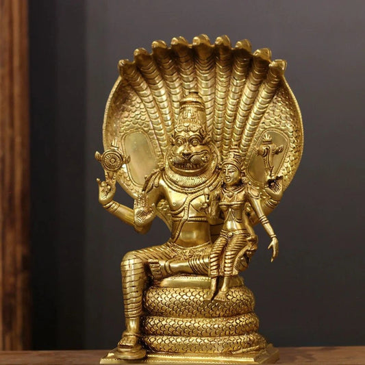 Brass Narsimha Laxmi Sculpture