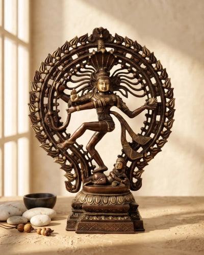 Brass Natraj Statue - Antique Handcrafted Finish