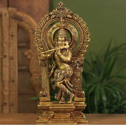 Brass Krishna In Prabhawali Superfine