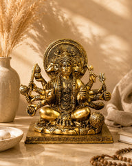 Brass Panchmukhi Hanuman Idol in Sitting Posture