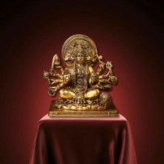 Brass Panchmukhi Hanuman Idol in Sitting Posture