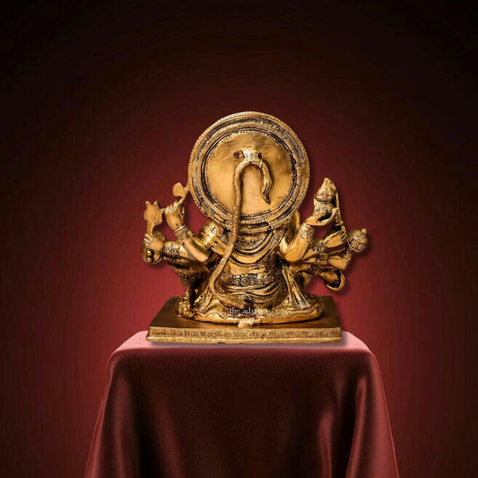 Brass Panchmukhi Hanuman Idol in Sitting Posture