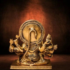 BRASS PANCHMUKHI HANUMAN IDOL IN SITTING POSTURE