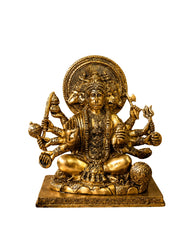 Brass Panchmukhi Hanuman Idol in Sitting Posture