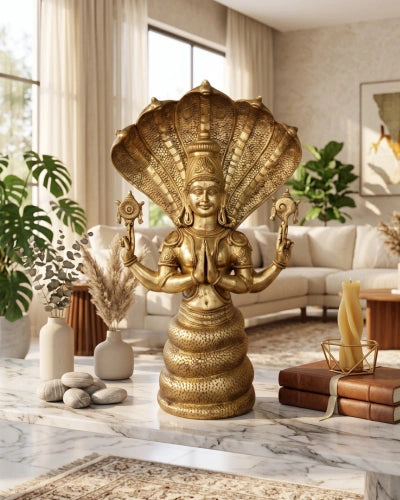Brass Patanjali with Sheshnag